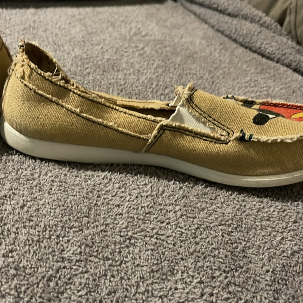 CROCS Tan Mickey Mouse Canvas Slip-On Flats - Picture 8 of 9